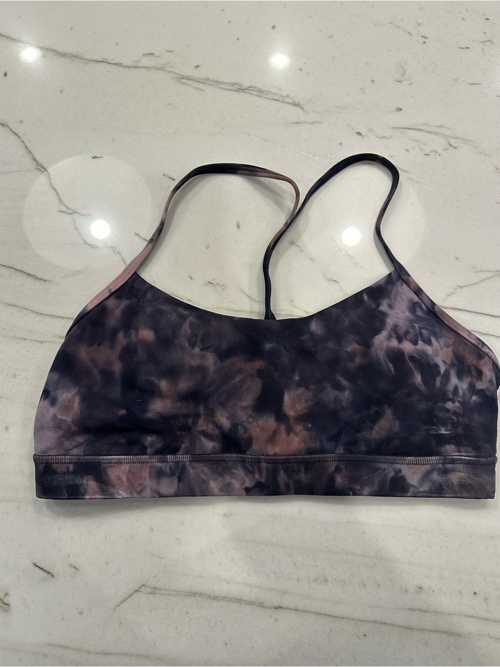 Lululemon Flow Y Bra Nulu Size 12 Diamond Dye Graphite Grey Pink Pastel